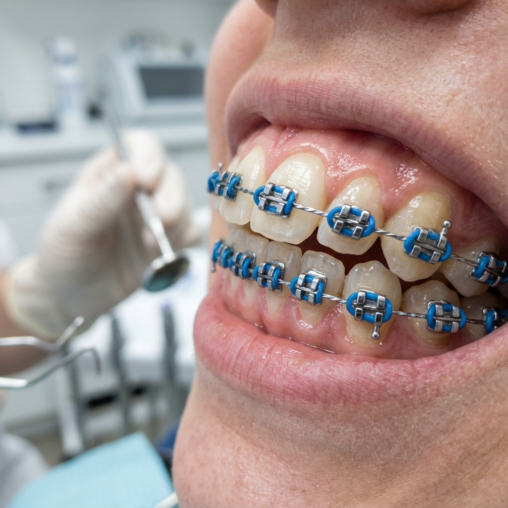 Sonrisa con brackets antes del tratamiento